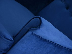 Kreslo ušiak Margis (tmavomodrá + buk). Akcia -20%. Vlastná spoľahlivá doprava až k Vám domov. 1136039