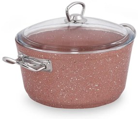 Ružový hliníkový hrniec s pokrievkou Güral Porselen Classic, ø 22 cm