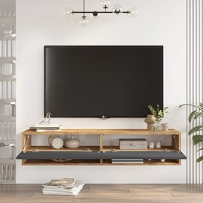 Závesný TV stolík Houseland Felicia Atlantic pine/anthracite grey