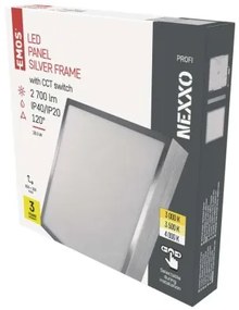 EMOS Prisadené stropné LED osvetlenie NEXXO, 28,5W, teplá biela-studená biela, štvorcové, chrómované