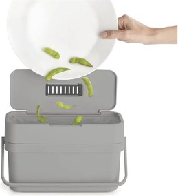 Sivá nádoba na kompostovateľný odpad 4 l Duo – Joseph Joseph