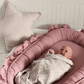 Boho vankúš hviezda s bublinkami púdrovo ružová 50 cm