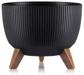 PLASTOVÝ KVETINÁČ ROSA LINEA ECO SADA 2KS 15X24,3 CM+18,3X29,2 CM ČIERNA