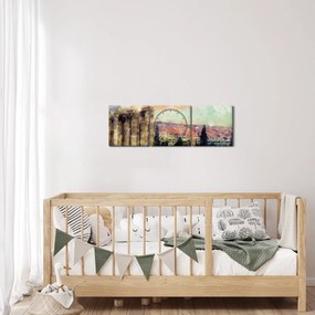 Obraz - Akropolis, Atény, Grécko (s hodinami) (90x30 cm)