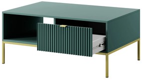Konferenční stolek Nova 104 cm zelený/zlaté úchytky a zlatý rám