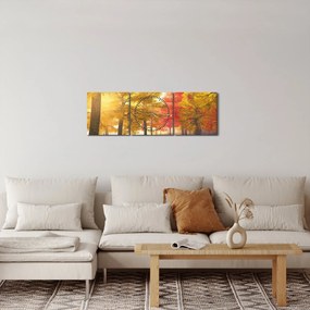Obraz jesenných stromov (s hodinami) (90x30 cm)
