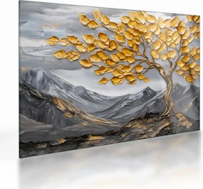 Sklenený obraz – Strom so zlatými listami (70x50 cm)