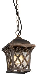 Redo 9952 - Vonkajší luster na reťazi BREMEN 1xE27/42W/230V IP23 zlatá/patina