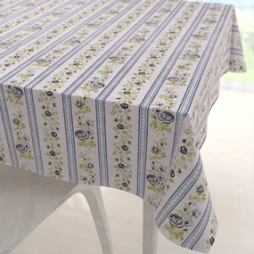Biante Bavlnený štvorcový obrus Sandra SA-348 Sivé popínavé kvety a modré pruhy 130x130 cm