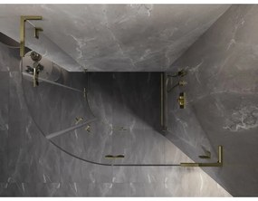 Mexen Lunar, L pravý polkruhový sprchový kút 100 x 70 cm, 8mm číre sklo, zlatý matný profil, 833L-100P-070L-55-00