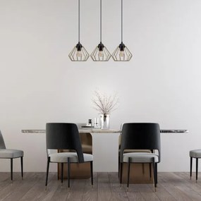 Luster na lanku CEED GOLD 3xE27/60W/230V čierna/zlatá