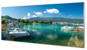 Obraz na akrylátovom skle Grécko marina mora hory 120x60 cm