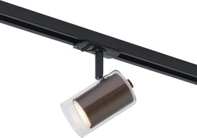Moderný reflektor tmavý bronz s čírym sklom pre koľajnicový systém 1-fázový - Iconic Lloyd