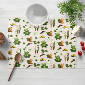 Biante Detské bavlnené prestieranie na stôl Sandra SA-609 Žabky a slimáky na bielom 30x40 cm