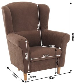 Tempo Kondela Kreslo ušiak, látka hnedá, CHARLOT