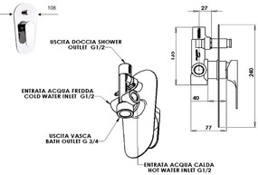 Sapho Sapho, CORNELI podomietková sprchová batéria, 2 výstupy, chrómová, CE42