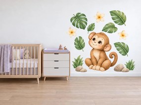 Opička mezi tropickými listy arch 49 x 100 cm