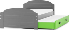 Posteľ s prístelkou LILI 200x90 Grafitová - Zelená