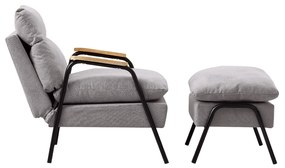 AKCIA Svetlosivé polohovacie kreslo BRISTOL s podnožkou II. akosť