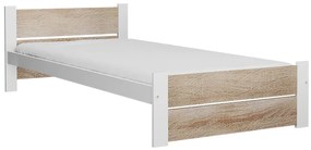 Posteľ IKAROS DOUBLE 90 x 200 cm, biela/dub sonoma Rošt: S lamelovým roštom, Matrac: Matrac COCO MAXI 20 cm