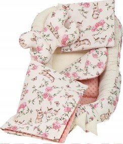 Obojstranné hniezdočko (kokon) pre bábätko - BABYMAM PREMIUM set 7v1 - Tajomná záhrada s marhuľovou minkou