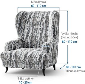 Bielastické poťahy OCEANO NOVÉ šedo-modré kreslo ušiak (š. 60 - 110 cm)