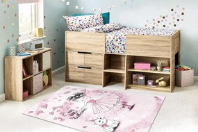 BAMBINO Detský prateľný koberec Balerína - ružový,