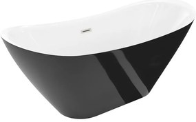 Mexen Lotos, voľne stojaca vaňa 180 x 75 cm, biela/čierna, prepad brúsený nikel, 52051807775-97