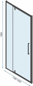 Rea Rapid Swing, rohový sprchovací kút 100(dvere) x 100(stena), 6mm číre sklo, čierny profil, KPL-009930