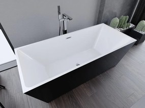 Mexen Lita, voľne stojaca vaňa 170 x 75 cm, biela-čierna, chrómový prepad, 52121707575-01