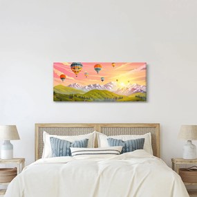 Obraz balónov nad krajinou (120x50 cm)