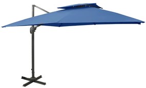 Závesný slnečník s dvojitou strieškou 300x300 cm azúrovo-modrý