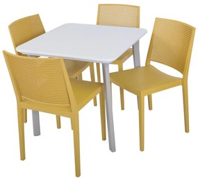 Žltá plastová záhradná stolička Grid – Rojaplast