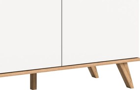 Široká komoda Scandi, biela/dub nox