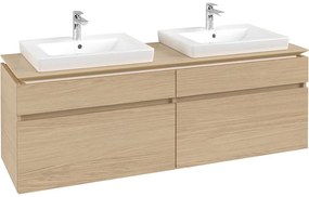 VILLEROY &amp; BOCH Legato závesná skrinka pod dve umývadlá, 4 zásuvky, 1600 x 500 x 550 mm, Nordic Oak, B69300VJ