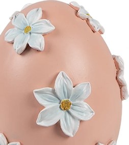 Dekorácia ružové vajíčko s bielymi kvetmi - Ø 11*13 cm