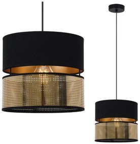 Závesné svietidlo Asti2, 1x PVC/čierne textilné tienidlo, (fi 20cm), g, b