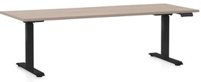 Výškovo nastaviteľný stôl OfficeTech D, 200 x 80 cm, čierna podnož, dub