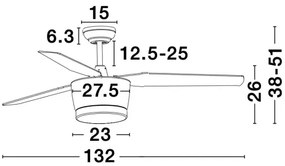 Stropný ventilátor Monsoon 13.2 biele s diaľkovým ovládaním