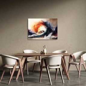 Sklenený obraz - Vo víre povodne, akvarel (70x50 cm)