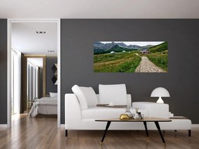 Obraz - Horská krajina s domčekmi (120x50 cm)
