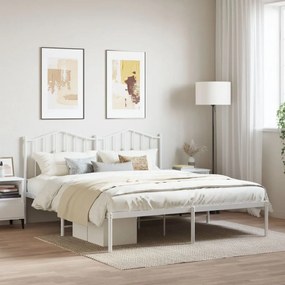 Kovový rám postele s čelom biely 160x200 cm 373841