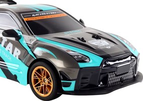 LEAN Toys Veľké diaľkovo ovládané športové auto v mierke 1:10, tyrkysovo-čierne