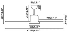 FARO 33461A - Stropný ventilátor ANDROS XL biela pr. 213 cm + diaľkové ovládanie