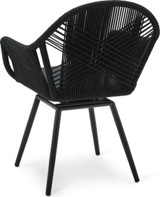 Otočná záhradná stolička s textilným krížovým výpletom