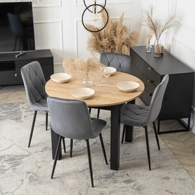 Vintino Jedálenský okrúhly stôl AMFORA dub artisan/čierny 102–142 cm