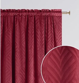 Moderný bordový zamatový záves s reliéfnym vzorom listov 140x250 cm