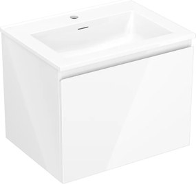 Mexen Orio, kúpeľňová skrinka 60 cm s umývadlom Otis, 1 zásuvka, biela lesklá, 91A10-06047-1-BF00-W18M00