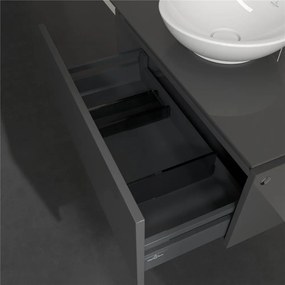 VILLEROY &amp; BOCH Legato závesná skrinka pod umývadlo na dosku (umývadlo v strede), 1 zásuvka, 800 x 500 x 380 mm, Glossy Grey, B56900FP