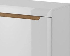 Široká komoda Nordi, dub riviéra/biela lesk